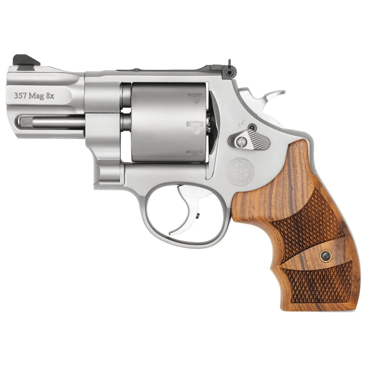 s-w-performance-center-m627-357-magnum-primary Smith & Wesson Inc. S&W PC M627 Handgun .38 Spl/ .357 Mag 8rd Capacity 2-5/8" Barrel Stainless Steel Frame Wood Grips