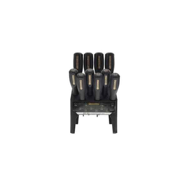 AOB Wheeler 10 Piece SAE Hex Benchtop Screwdriver Set Black