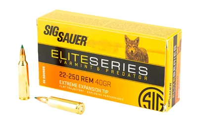 Sig Sauer Elite Varmint & Predator Rifle Ammunition 22-250 Rem 40gr PT 3975 fps 20/ct