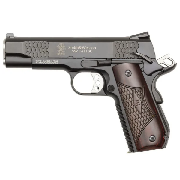 Smith & Wesson Inc. S&W M1911SC E-Series Round Butt Scandium Frame Handgun .45 Auto 8rd Magazine 4.25" Barrel Wood Grips