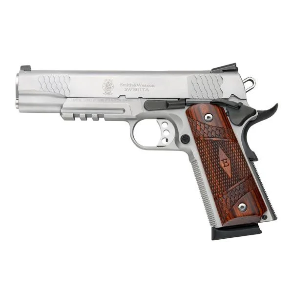 Smith & Wesson Inc. S&W M1911TA E-Series Tactical Rail Handgun 45 Auto 8rd Magazine 5" Barrel Wood Grips