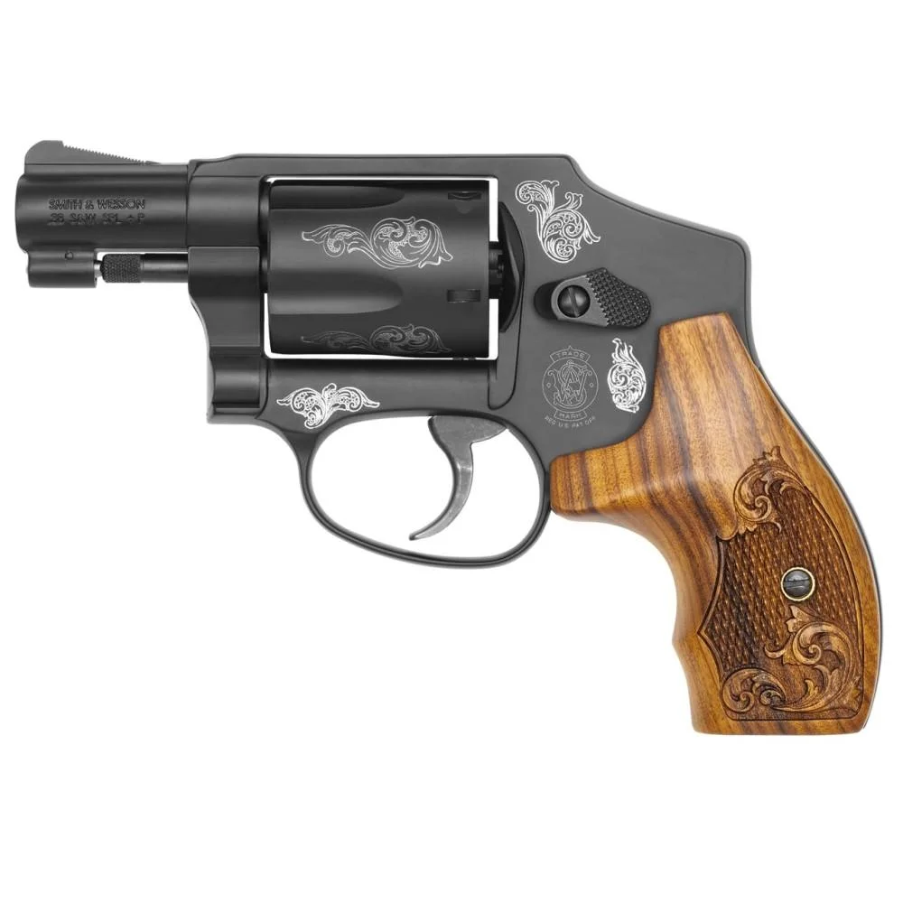 smith-wesson-m442-38-spl-1875-primary Smith & Wesson Inc. Smith & Wesson M442 Handgun 38 S&W Spl 5rd Capacity 1.875" Barrel Engraved Wood Grip USED
