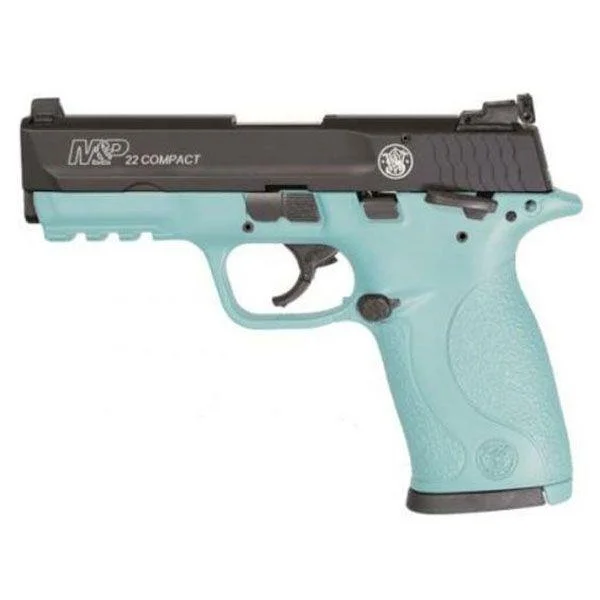 Smith & Wesson Inc. Smith & Wesson M&P 22 Compact Handgun .22 LR 10rd Magazine 3.6" Barrel Robin's Egg Blue with Black Slide