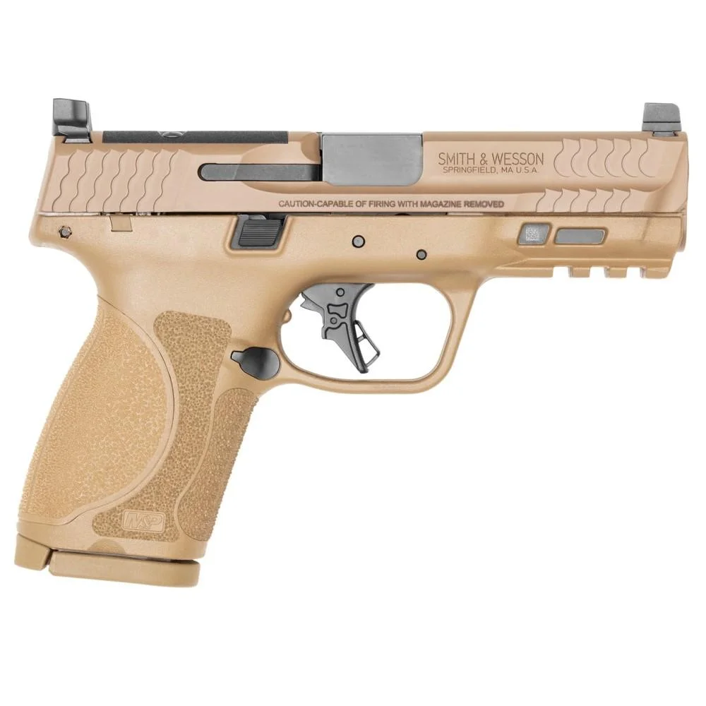smith-wesson-mp-9-m20-compact-fde-9mm-used-primary Smith & Wesson Inc. Smith & Wesson M&P 9 M2.0 Optic Ready Compact Handgun 9mm Luger 15rd Magazine 4" Barrel FDE No Thumb