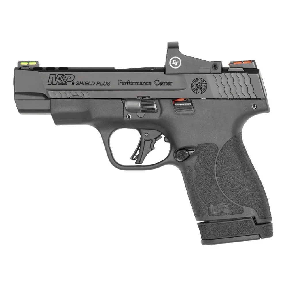 smith-wesson-mp-9-shield-plus-9mm-used-primary-1 Smith & Wesson Inc. S&W PC M&P 9 Shield Plus Crimson Trace Handgun 9mm Luger 10rd Magazine 4" Ported Barrel Black USED