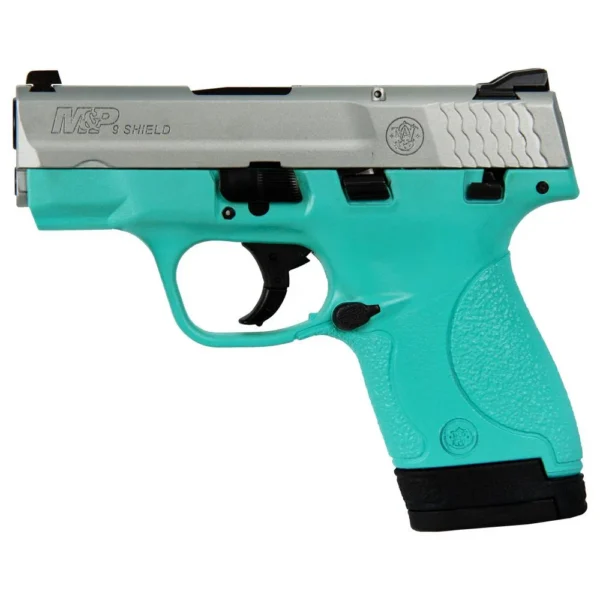 Smith & Wesson Inc. Smith & Wesson M&P Shield 1.0 Exclusive Handgun 9mm Luger 7&8rd Magazines 3.1" Barrel Silver/Robin?s Egg