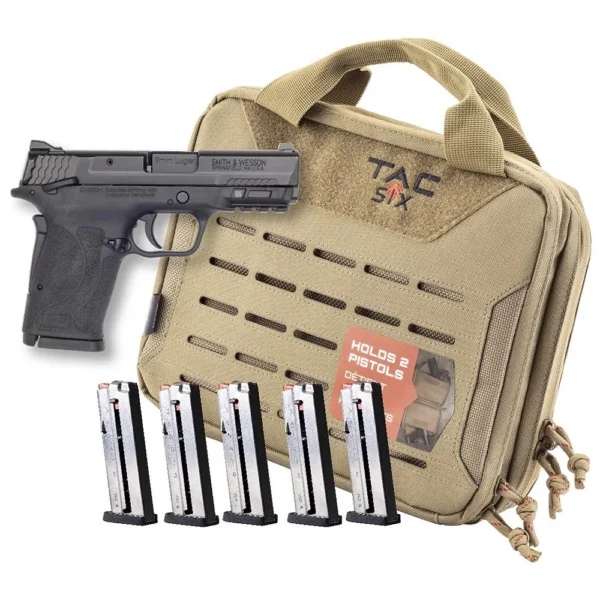 Smith & Wesson Inc. Smith & Wesson M&P9 Shield EZ M2.0 Handgun Bundle 9mm Luger 8rd Magazines (5) 3.675" Barrel Black with