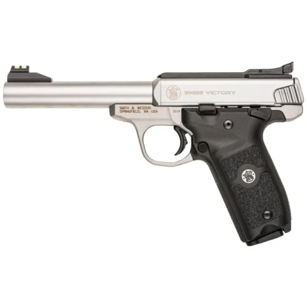 Smith & Wesson Inc. Smith & Wesson SW22 Victory Handgun .22 LR 10rd Magazines (2) 5.5" Barrel Silver with Black Grip CA