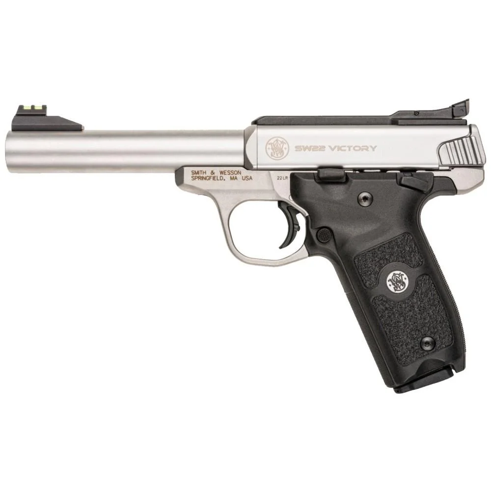 smith-wesson-sw22-victory-22-lr-primary-3 Smith & Wesson Inc. Smith & Wesson SW22 Victory Handgun .22 LR 10rd Magazines (2) 5.5" Barrel Silver with Black Grip USED