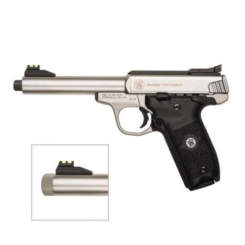 Smith & Wesson Inc. Smith & Wesson SW22 Victory Handgun .22 LR 10rd Magazines (2) 5.5" Threaded Barrel Silver with Black Grip