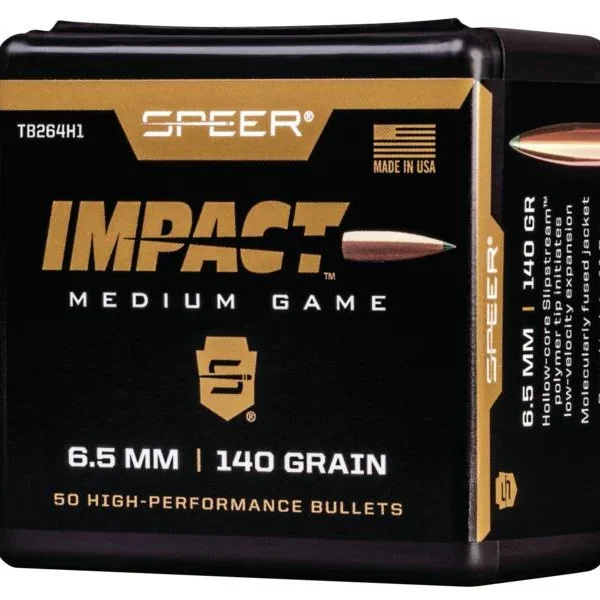 Speer Impact Medium Game Rifle Bullets 6.5mm 140gr TIPPED PLATED CB 50/rd