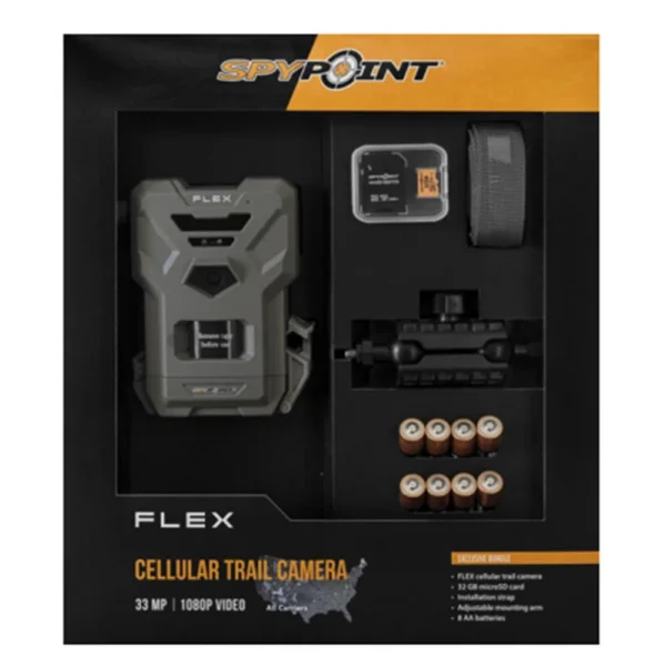 GG TELECOM /SPYPOINT Spypoint Flex Cellular Trail Camera Bundle 33MP Grey