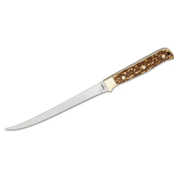 Battenfeld Knives Schrade Uncle Henry Next Gen 167UH Stagalong Fixed Knife 7-1/2" Fillet Blade Brown