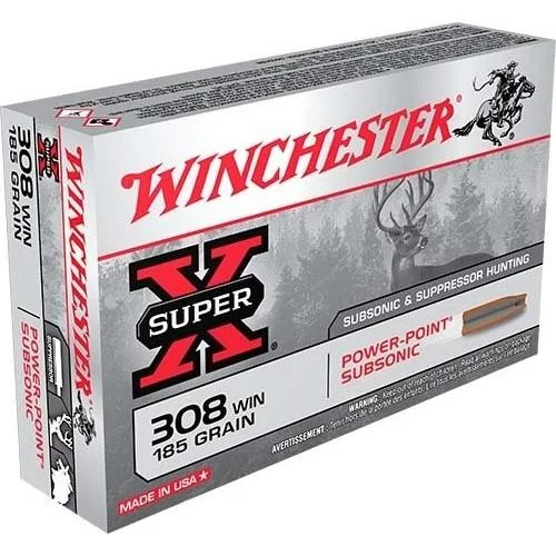 subsonic-308-winchester-ammo-primary Winchester Ammunition Winchester Super-X Subsonic Rifle Ammunition .308 WIN 185 gr. HP 1060 fps 20/ct
