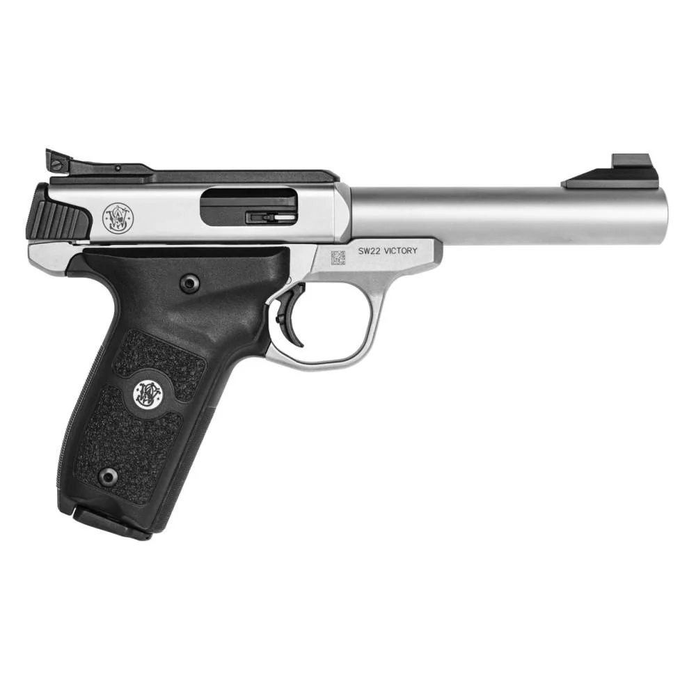 sw22-victory-target-22lr-ma-compliant-primary Smith & Wesson Inc. S&W SW22 Victory Target Model Handgun .22 LR 10rd Magazine 5.5" Barrel Silver with Black Grip MA