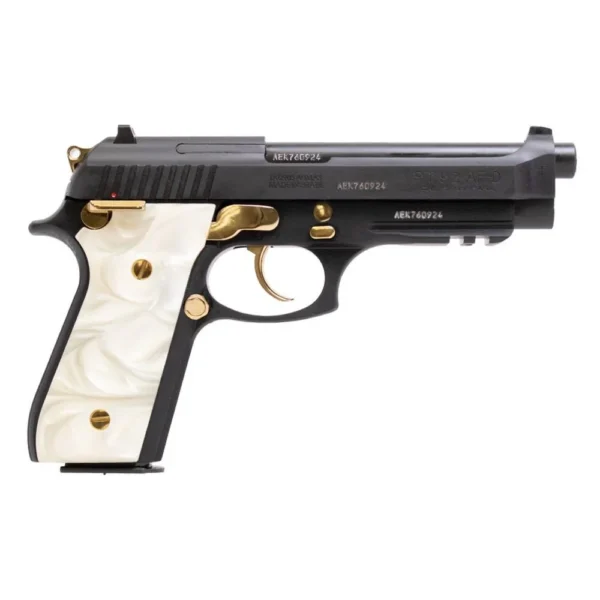 Taurus International Inc. Taurus PT92 Handgun 9mm Luger 17rd Magazines (2) 5" Barrel Black with Pearl Grips and Gold Accents