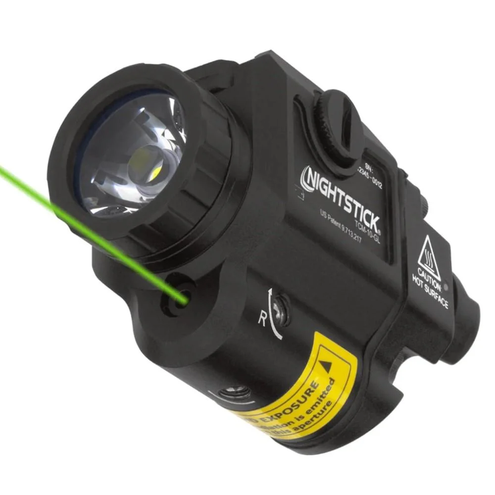 tcm-10-gl-compact-weapon-light-green-laser-primary Bayco Products dba NightStick Nightstick TCM-10-GL Compact Weapon Light with Green Laser 650 Lumens Black