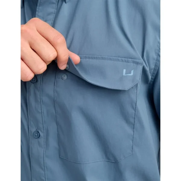 Marolina DBA HUK Huk Icon Short Sleeve Button Down Shirt Stormy Blue 2XL