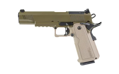Tisas Arms Corp Tisas 1911 Duty DS Handgun 9mm Luger 18rd Magazine 5'' Barrel FDE Frame/Coyote Brown Slide