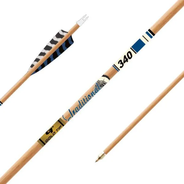 Gold Tip Traditional XT Arrows - 340 - 5" Barred Feathers - 1/2 dozen