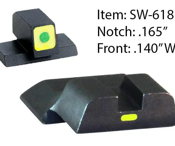 Ameriglo CAP Tritium Night Sights for S&W M&P Shield / Front Tritium - Green / Front Outline - LumiGreen / Style - CAP / Rear