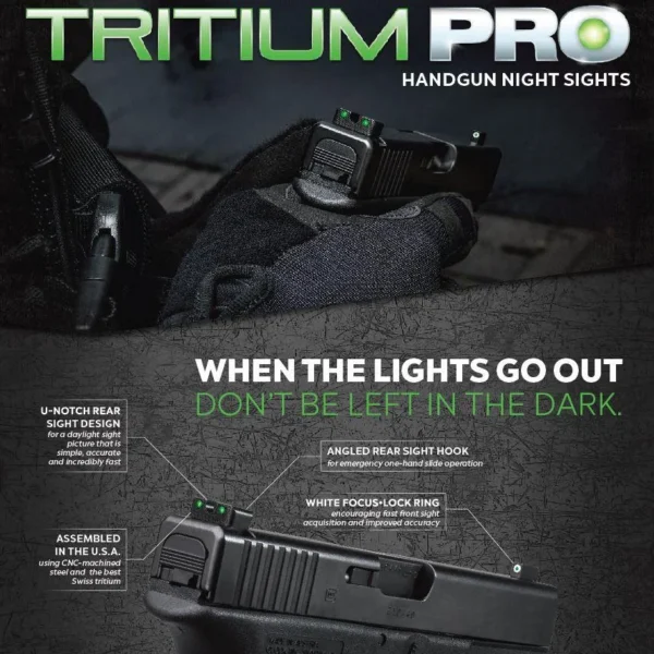 Truglo Tritium Pro Night Sights Fit Kahr Arms K MK P PM T&TP Models with New Dovetail (Post-2004) - Front Outline White/Rear