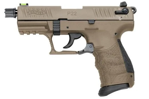 Walther Tactical P22Q .22LR 10rd Magazine 3.4" Barrel Full FDE with Threaded Barrel Adapter