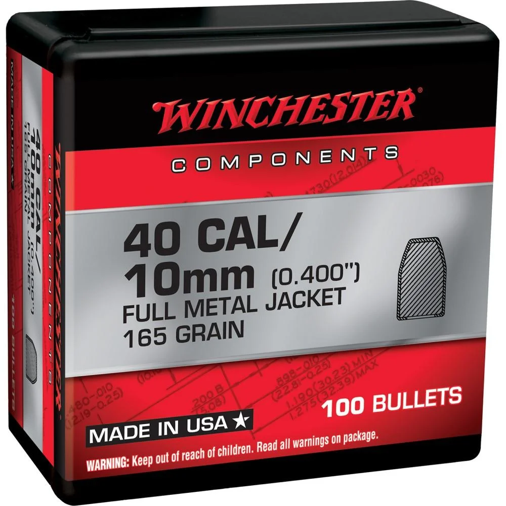 winchester-40-cal-10mm-165-gr-fmj-handgun-bullets-primary Winchester Bulk Components Winchester Handgun Bullets .40 Cal/10mm 0.400" 165 gr FMJ 100/ct