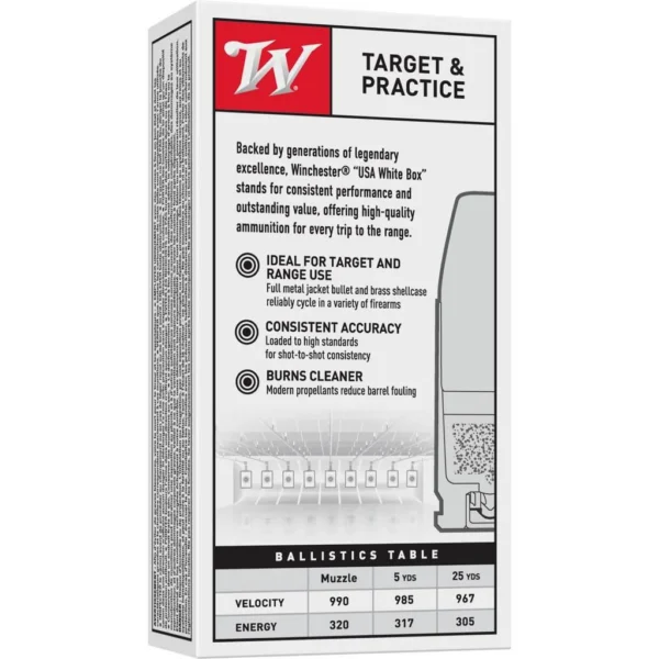 Winchester Ammunition Winchester Target Handgun Ammunition 9mm Luger 147 gr. FMJ 990 fps 50/ct