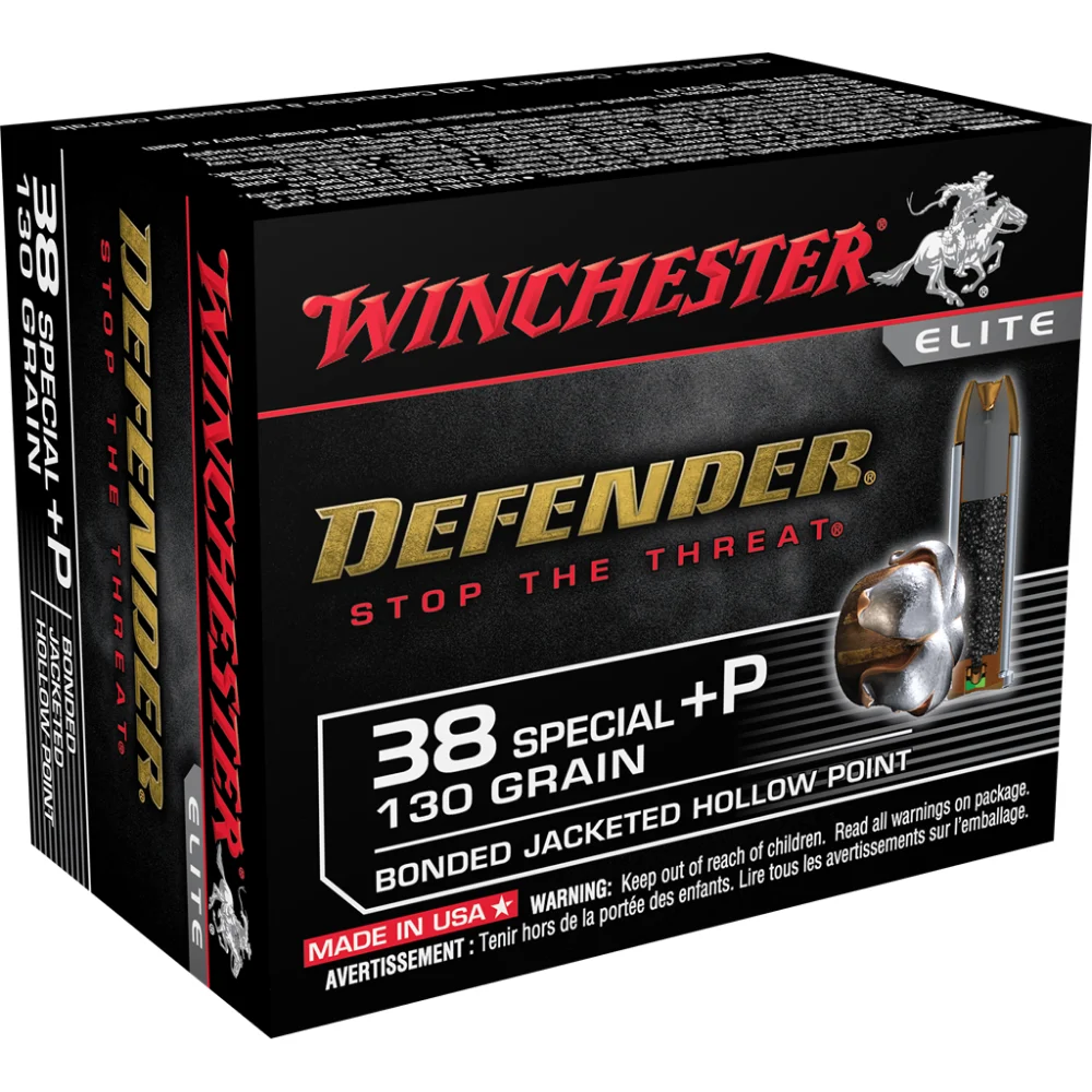 winchester-defender-38-special-130gr-jhp-ammo-primary Winchester Ammunition Winchester Defender Handgun Ammo .38 Special +P 130 gr JHP 950 fps 20/ct