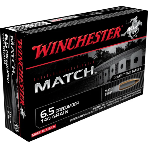 Winchester Ammunition Winchester Match Rifle Ammunition 6.5 Creedmoor 140 gr BTHP 2710 fps 20/ct