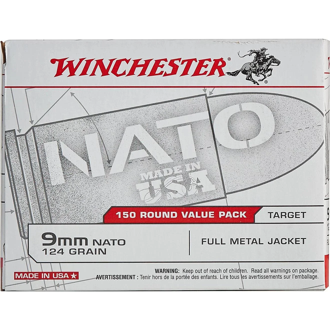 winchester-nato-9mm-luger-124-gr-fmj-handgun-ammo-primary Winchester Ammunition Winchester NATO Handgun Ammunition 9mm Luger 124 gr. FMJ 1200 fps 150/ct