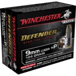 Winchester Ammunition Winchester PDX1 Defender Handgun Ammunition 9mm Luger (+P) 124 gr JHP 1200 fps 20/ct