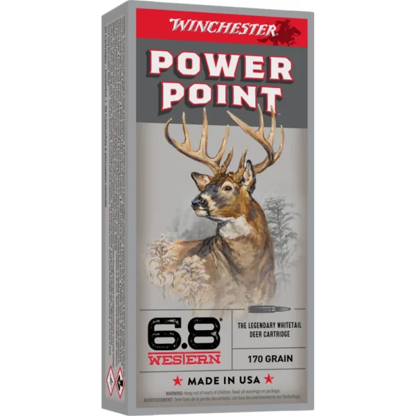 Winchester Ammunition Winchester Power Point Rifle Ammunition 6.8 Western 170 gr. SP 3218 fps 20/ct