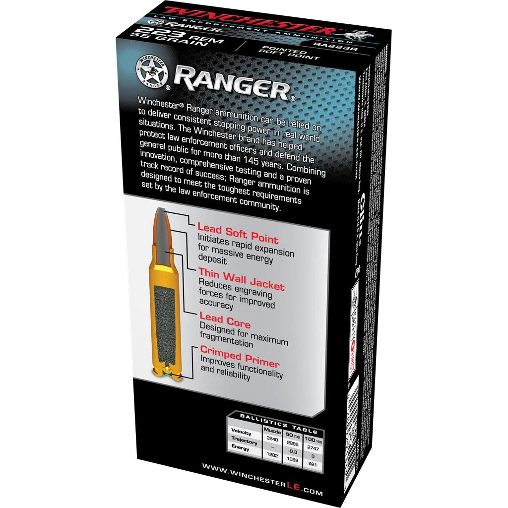 winchester-ranger-223-rem-55gr-psp-rifle-ammo-primary Winchester Ammunition Winchester Ranger Rifle Ammunition 223 Rem 55gr PSP 3020 fps 20/ct