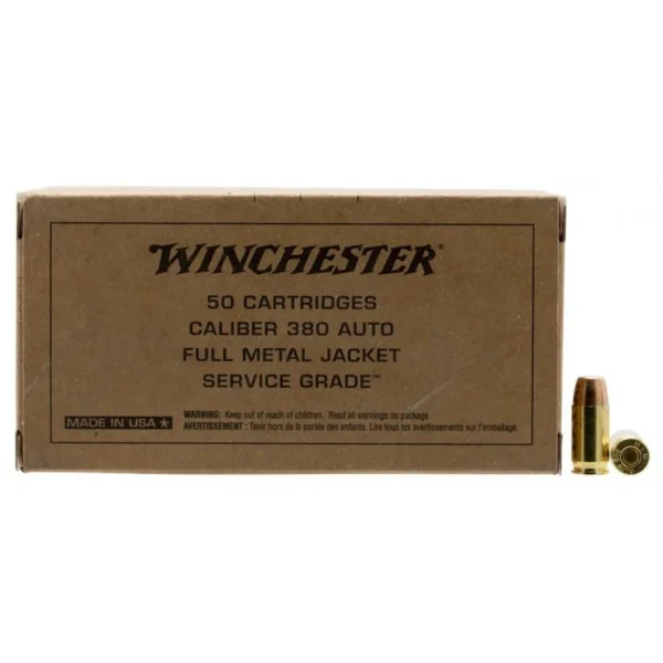 Winchester Ammunition Winchester Service Grade Ammunition 380 Auto 95 gr. FMJ 955 fps 50/ct