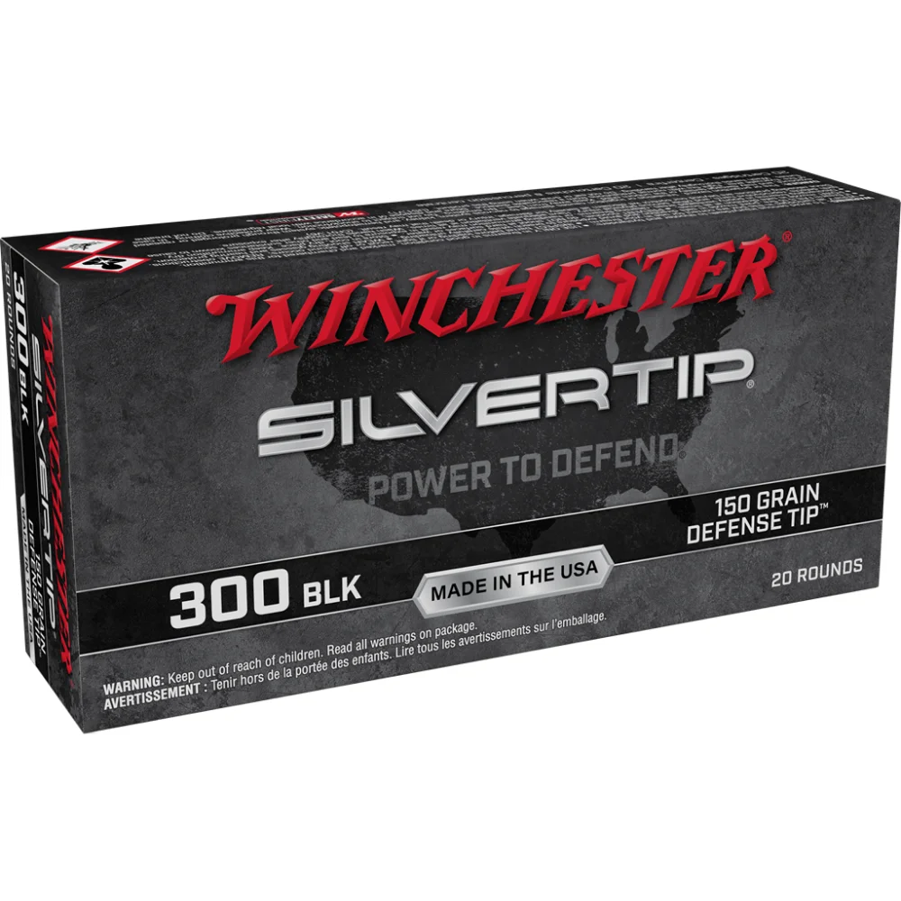 winchester-silvertip-defender-300-aac-blackout-rifle-ammo-primary Winchester Ammunition Winchester Silvertip Defender Rifle Ammunition .300 AAC Blackout 150 gr. Defense Tip 1900 fps 20/ct
