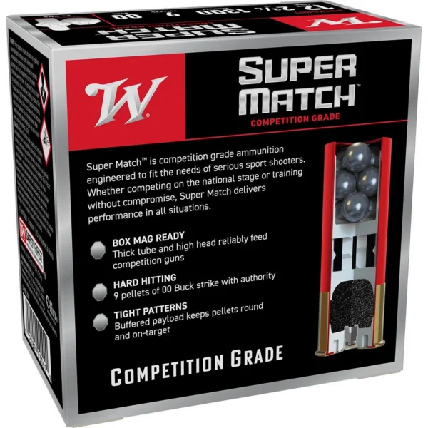 Winchester Ammunition Winchester Super Match Shotshells 12ga 2-3/4" 9Plts 1300 fps #00 25ct