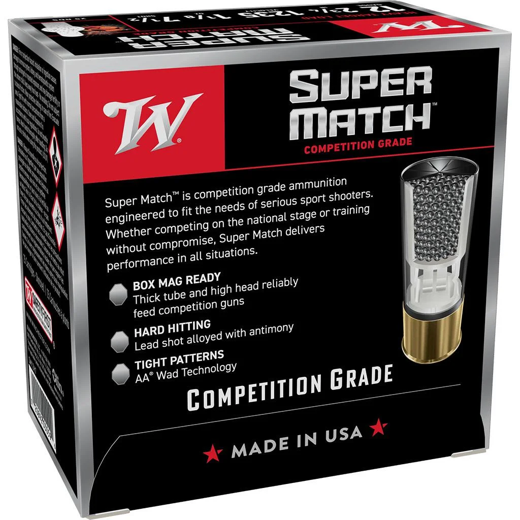 winchester-super-match-12ga-2-75-shotshell-primary Winchester Ammunition Winchester Super Match Shotshells 12ga 2�" 1-1/8oz 1235 fps #7.5 25/ct