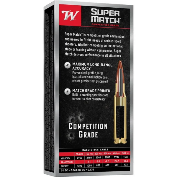 Winchester Ammunition Winchester Super Match Rifle Ammunition 5.56mm NATO 77gr BTHP 2750fps 20/ct