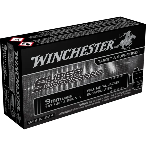 Winchester Ammunition Winchester Super Suppressed Handgun Ammunition 9mm Luger 147 gr. FMJE 990 fps 50/ct