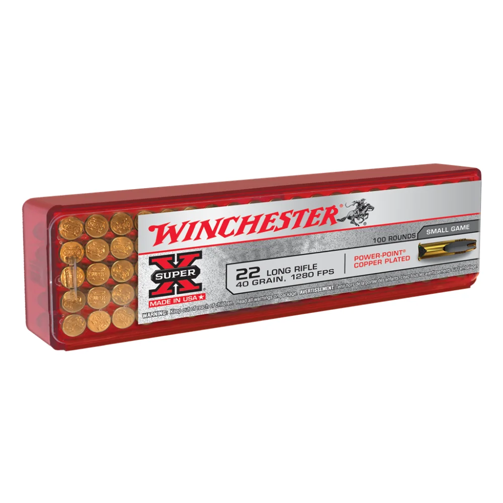 winchester-super-x-22-lr-ammo-primary Winchester Ammunition Winchester Super-X Power Point Rimfire Ammunition .22 LR 40 gr. PHP 1280 fps 100/ct