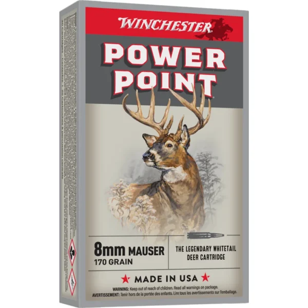 Winchester Ammunition Winchester Super-X Power Point Rifle Ammunition 8mm Mauser 170 gr. PSP 2360 fps 20/ct
