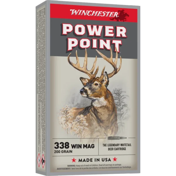 Winchester Ammunition Winchester Super-X Power Point Rifle Ammunition .338 Win Mag 200 gr. PSP 2960 fps 20/ct