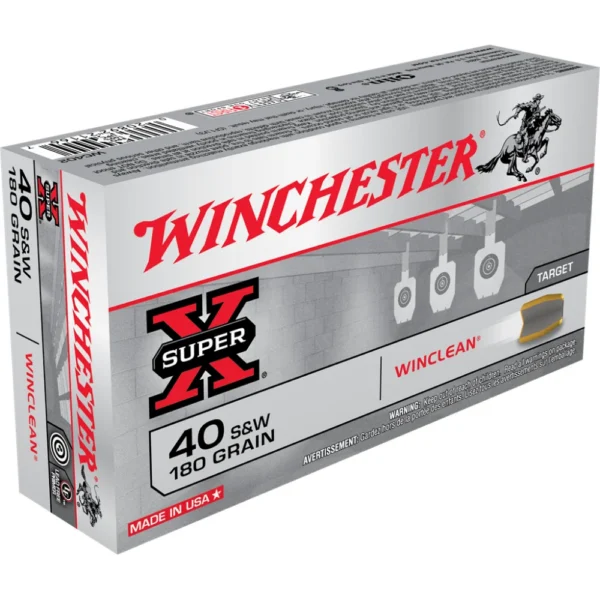Winchester Ammunition Winchester Super X WinClean Handgun Ammunition .40 S&W 180 gr. JSP 990 fps 50/ct