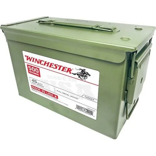 Winchester Ammunition Winchester USA Ammo Can 45 Auto 230 FMJ 910 fps 500/ct Ammo