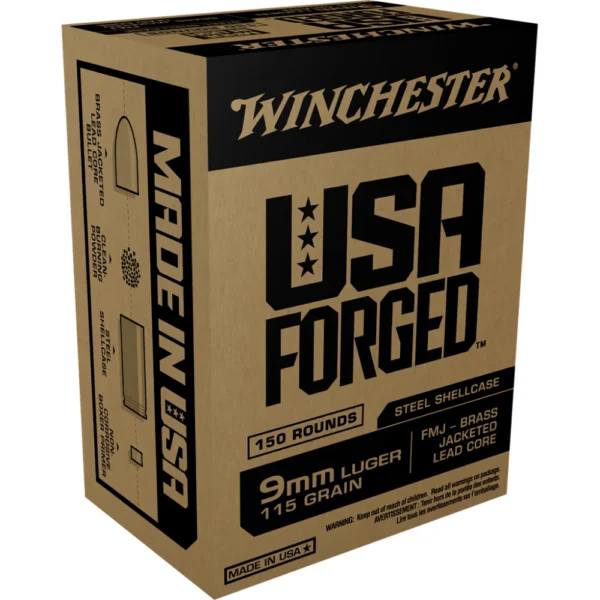 Winchester Ammunition Winchester USA Forged- Steel Case Handgun Ammunition 9mm Luger 115 gr FMJ 1190 fps 150/ct