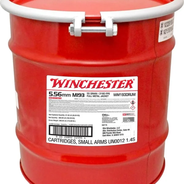 Winchester Ammunition Winchester USA Lake City M193 Rifle Ammunition 5.56mm 55 gr. FMJ 3240 fps 14000/drum