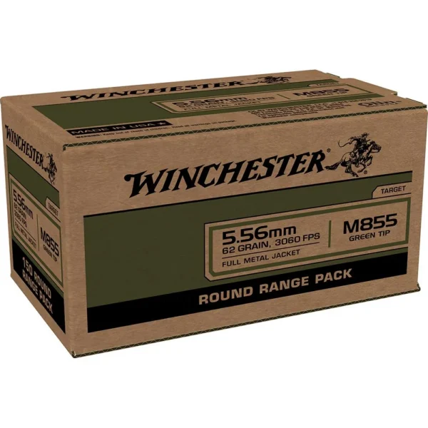 Winchester Ammunition Winchester USA Lake City M855 Green Tip Rifle Ammunition 5.56X45 NATO 62 gr. FMJ 3060 fps 100/ct (Bulk)