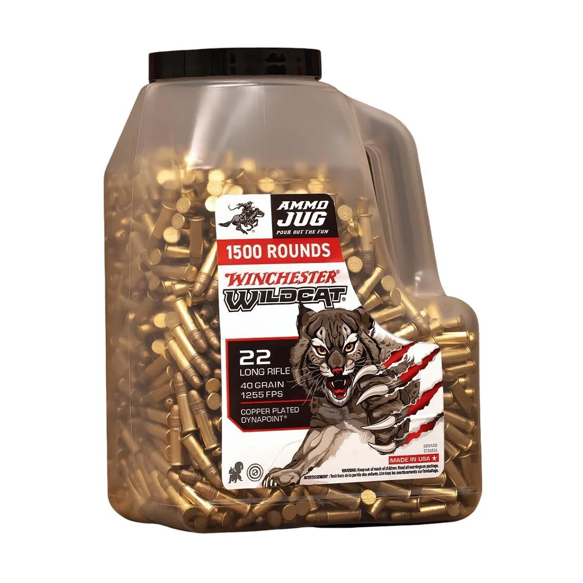 winchester-wildcat-22lr-ammo-primary Winchester Ammunition Winchester Wildcat Rimfire Ammuntiion .22 LR 40gr 1255 fps CPHP 1500/ct Jug